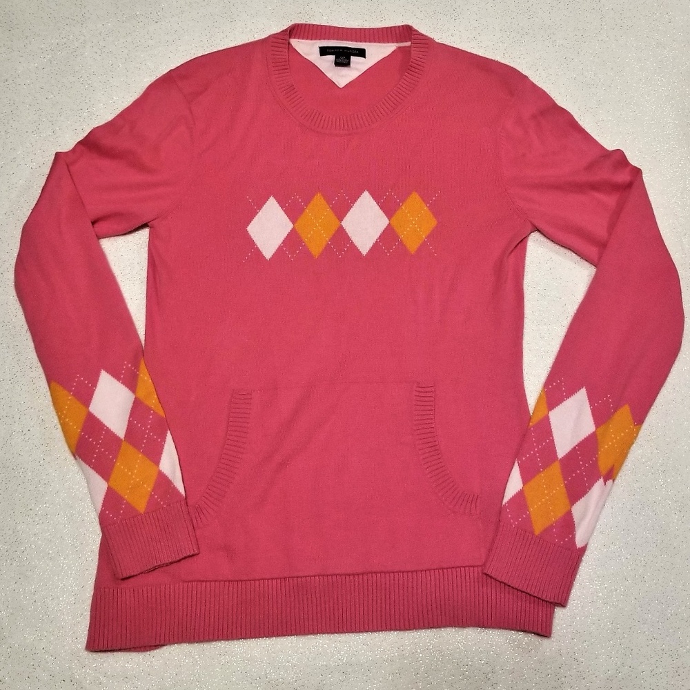 Tommy Hilfiger long-sleeve orange and pink thin sweater